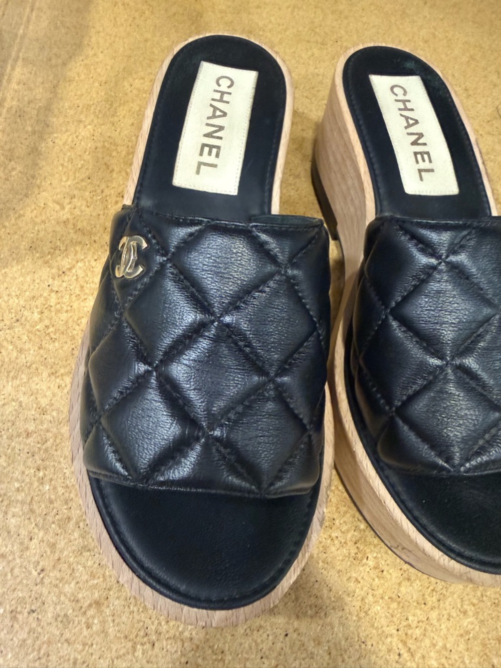 Authentic Chanel Quilted Wooden Heel Size 39 - Picture 3 of 7